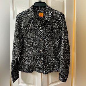 Ruby Rd. Cotton/Poly jacket. Detailed buttons. Cute pattern. Size 14.